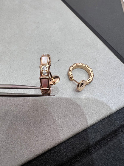 [⭐Shinejoy]SERPENTI MOP PINK GOLD EARRINGS