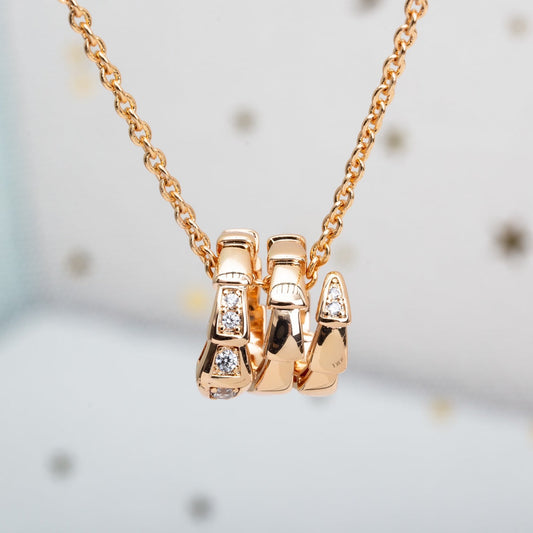[⭐Shinejoy]SERPENTI PINK GOLD NECKLACE DIAMOND