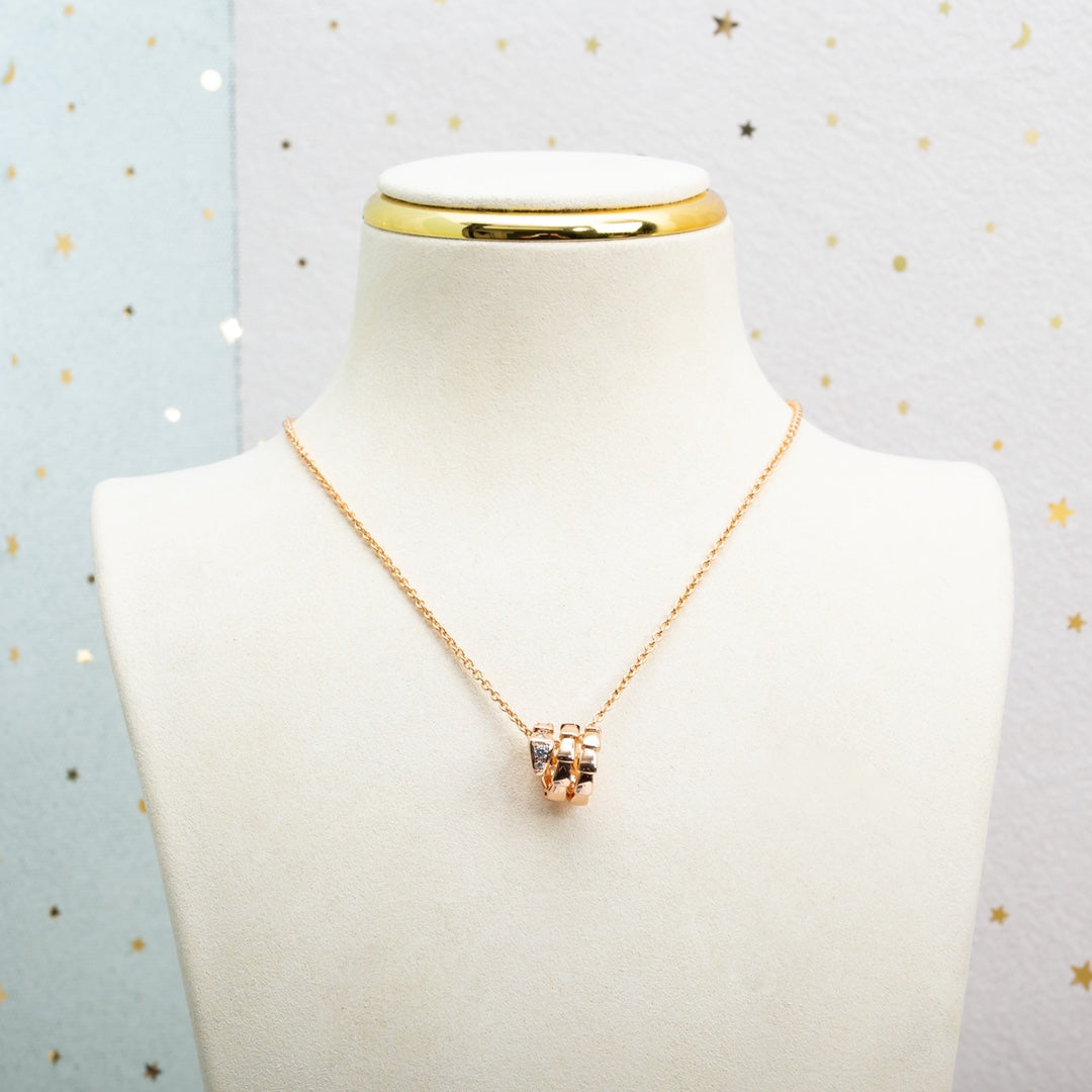 [⭐Shinejoy]SERPENTI PINK GOLD NECKLACE DIAMOND