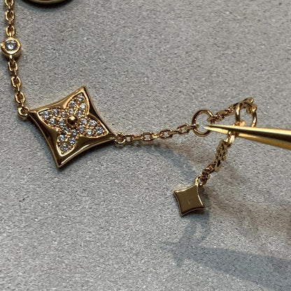 [Shinejoy]STAR AND SUN 4 MOTIFS GOLD DIAMONDS BRACELET