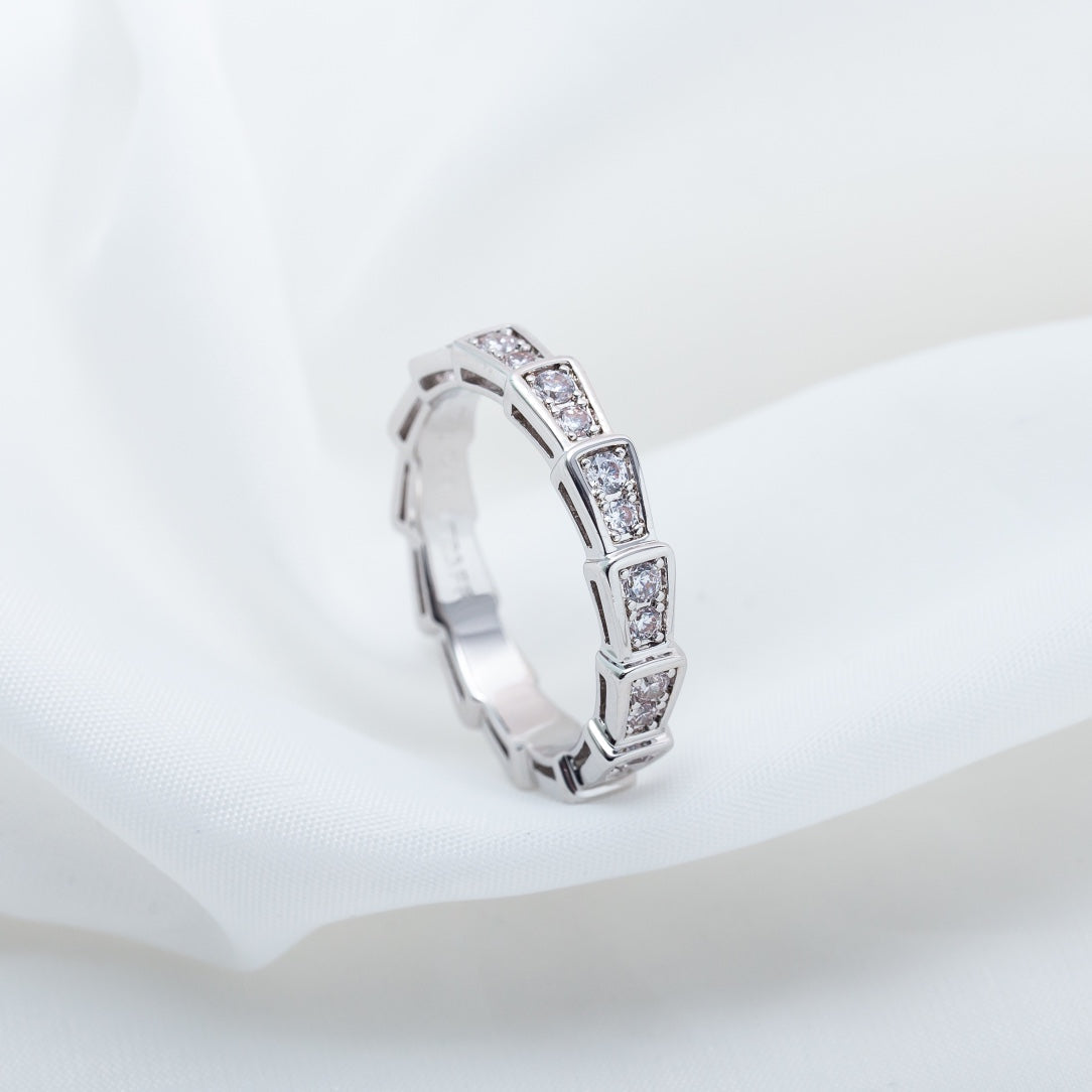 [⭐Shinejoy]SERPENTI RING SILVER DIAMOND PAVED 3MM