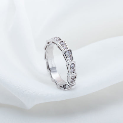 [⭐Shinejoy]SERPENTI RING SILVER DIAMOND PAVED 3MM