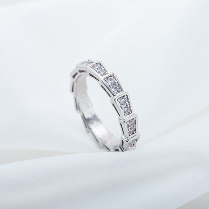 [⭐Shinejoy]SERPENTI RING SILVER DIAMOND PAVED 3MM