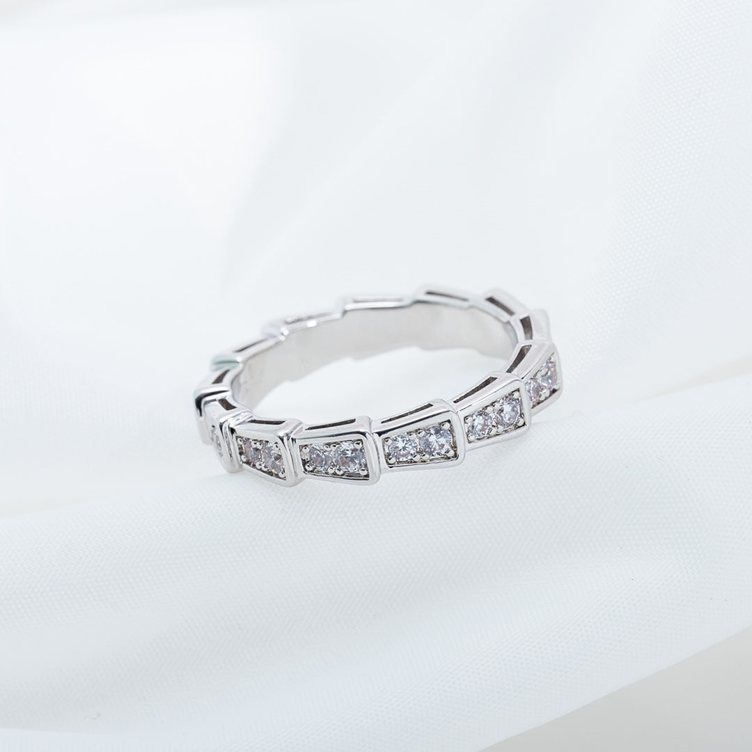 [⭐Shinejoy]SERPENTI RING SILVER DIAMOND PAVED 3MM