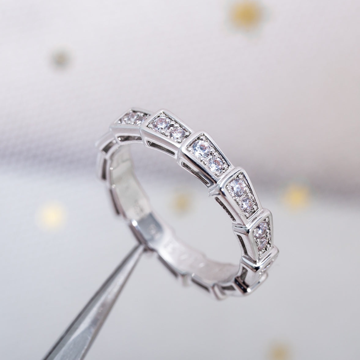 [⭐Shinejoy]SERPENTI RING SILVER DIAMOND PAVED 3MM