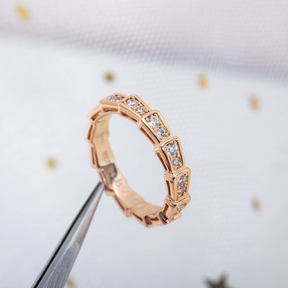 [⭐Shinejoy]SERPENTI RING PINK GOLD DIAMOND PAVED 3MM