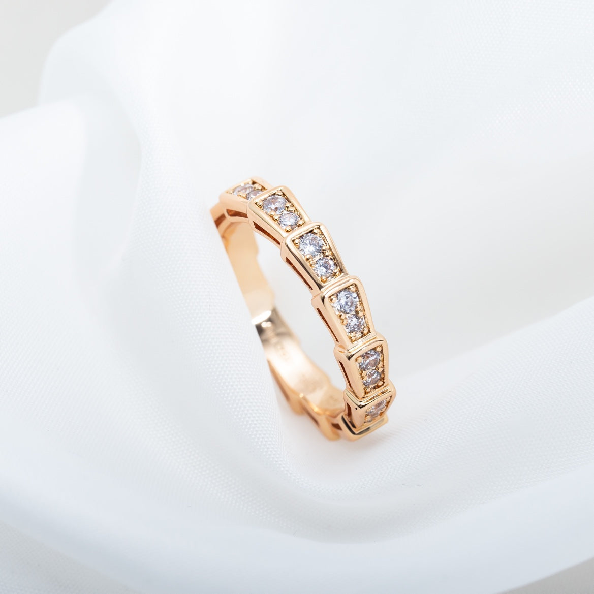 [⭐Shinejoy]SERPENTI RING PINK GOLD DIAMOND PAVED 3MM