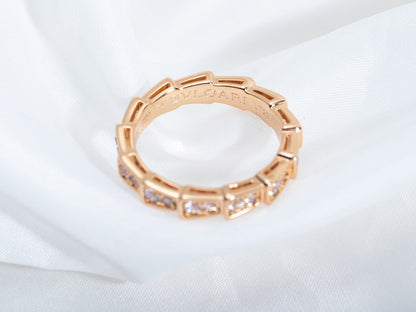 [⭐Shinejoy]SERPENTI RING PINK GOLD DIAMOND PAVED 3MM