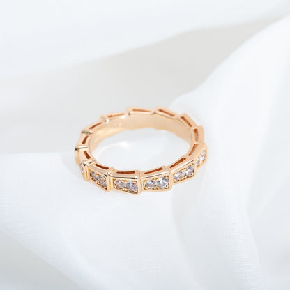 [⭐Shinejoy]SERPENTI RING PINK GOLD DIAMOND PAVED 3MM