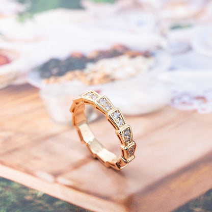 [⭐Shinejoy]SERPENTI RING PINK GOLD DIAMOND PAVED 3MM