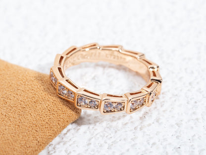 [⭐Shinejoy]SERPENTI RING PINK GOLD DIAMOND PAVED 3MM