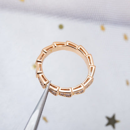 [⭐Shinejoy]SERPENTI RING PINK GOLD DIAMOND PAVED 3MM