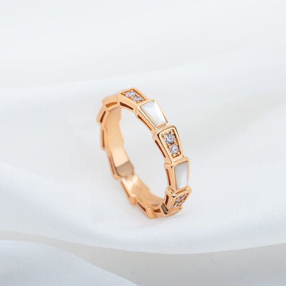 [⭐Shinejoy]SERPENTI RING PINK GOLD DIAMOND MOP 3MM