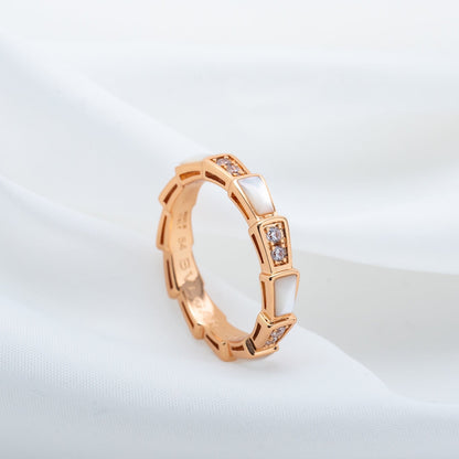 [⭐Shinejoy]SERPENTI RING PINK GOLD DIAMOND MOP 3MM
