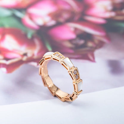 [⭐Shinejoy]SERPENTI RING PINK GOLD DIAMOND MOP 3MM