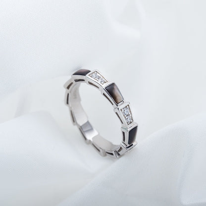 [⭐Shinejoy]SERPENTI RING SILVER  DIAMOND BLACK MOP 3MM