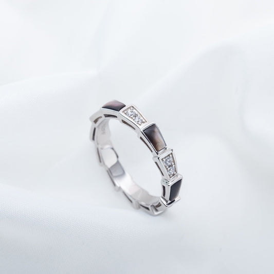 [⭐Shinejoy]SERPENTI RING SILVER  DIAMOND BLACK MOP 3MM