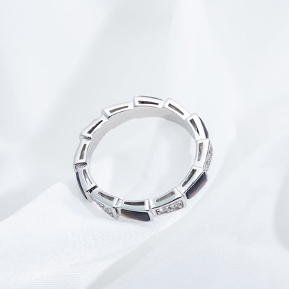 [⭐Shinejoy]SERPENTI RING SILVER  DIAMOND BLACK MOP 3MM
