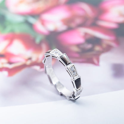 [⭐Shinejoy]SERPENTI RING SILVER  DIAMOND BLACK MOP 3MM
