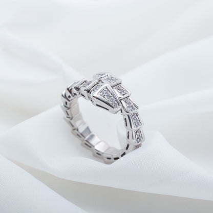 [⭐Shinejoy]SERPENTI RING SILVER DIAMOND PAVED 4MM