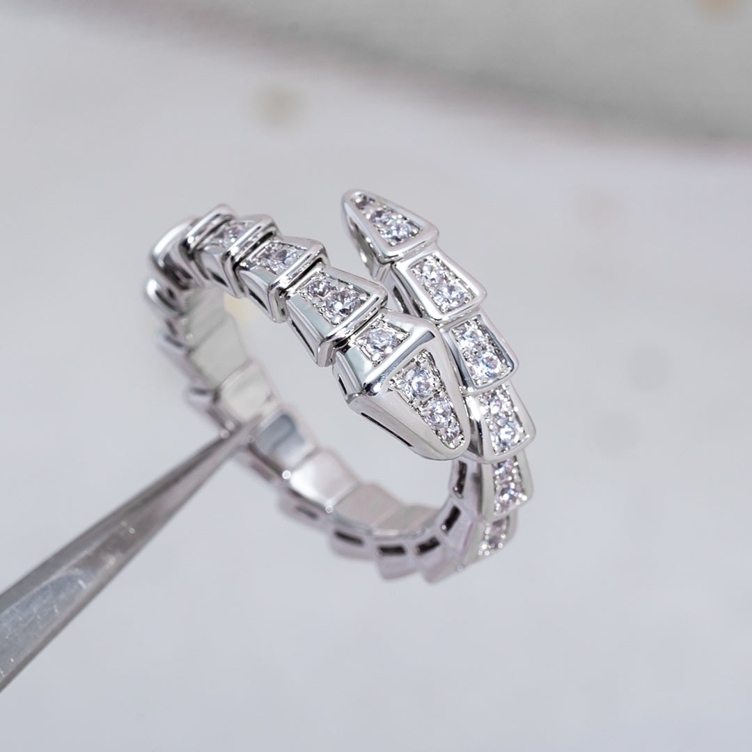 [⭐Shinejoy]SERPENTI RING SILVER DIAMOND PAVED 4MM
