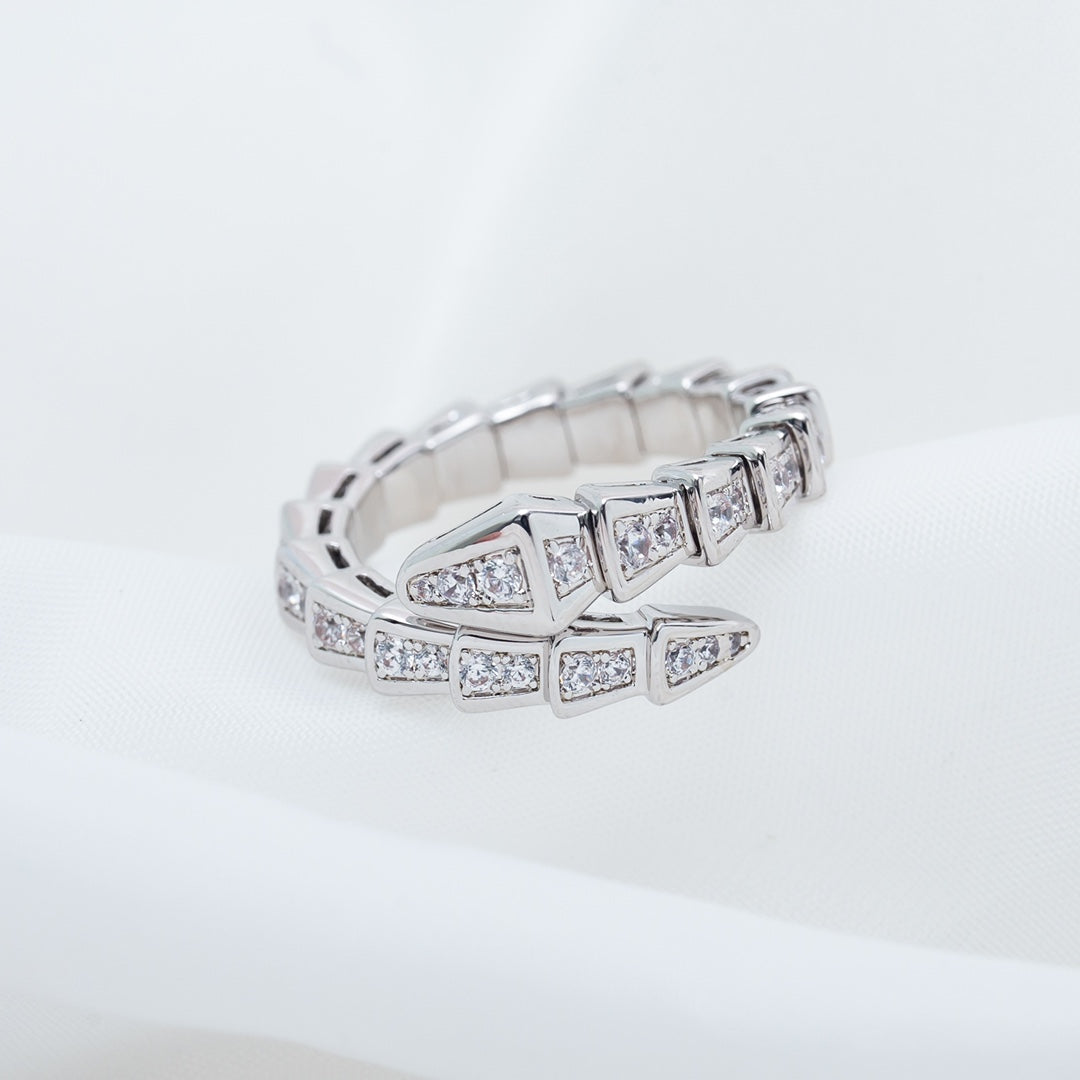 [⭐Shinejoy]SERPENTI RING SILVER DIAMOND PAVED 4MM