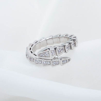 [⭐Shinejoy]SERPENTI RING SILVER DIAMOND PAVED 4MM