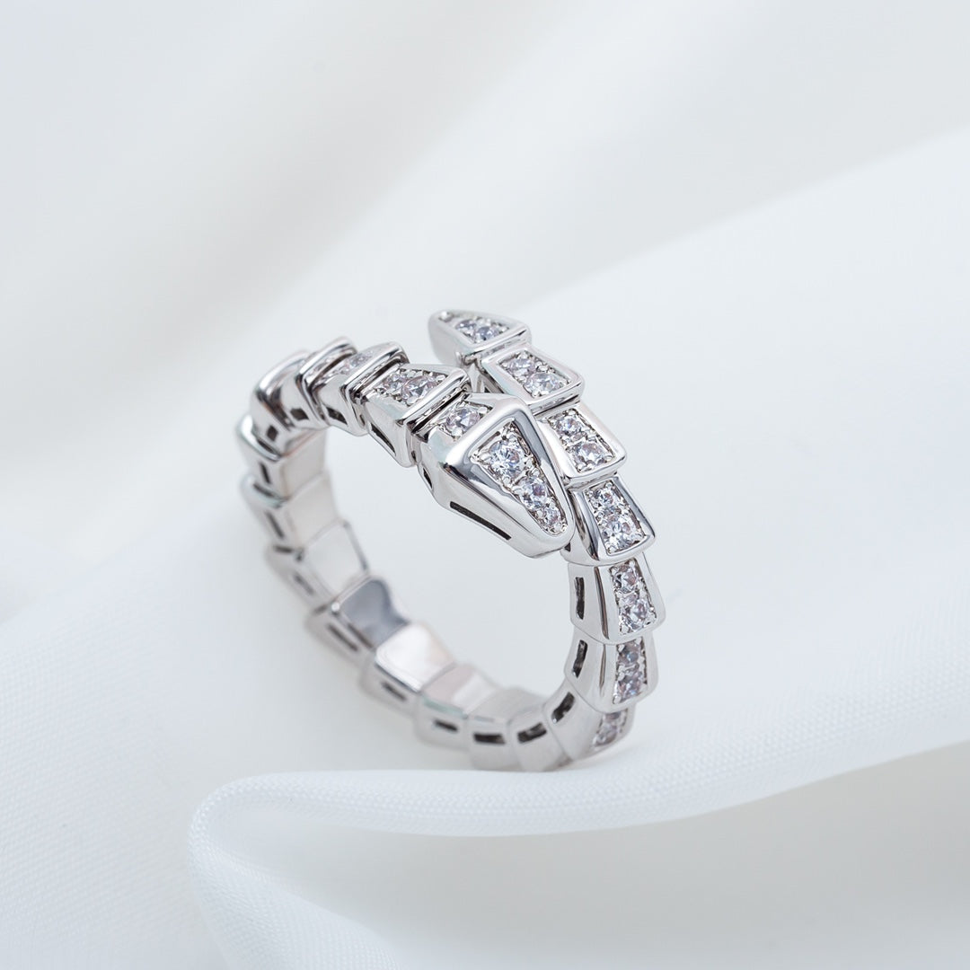 [⭐Shinejoy]SERPENTI RING SILVER DIAMOND PAVED 4MM