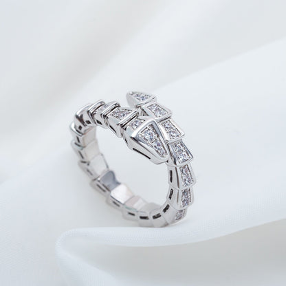 [⭐Shinejoy]SERPENTI RING SILVER DIAMOND PAVED 4MM