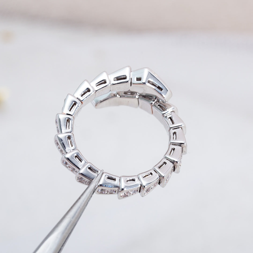 [⭐Shinejoy]SERPENTI RING SILVER DIAMOND PAVED 4MM