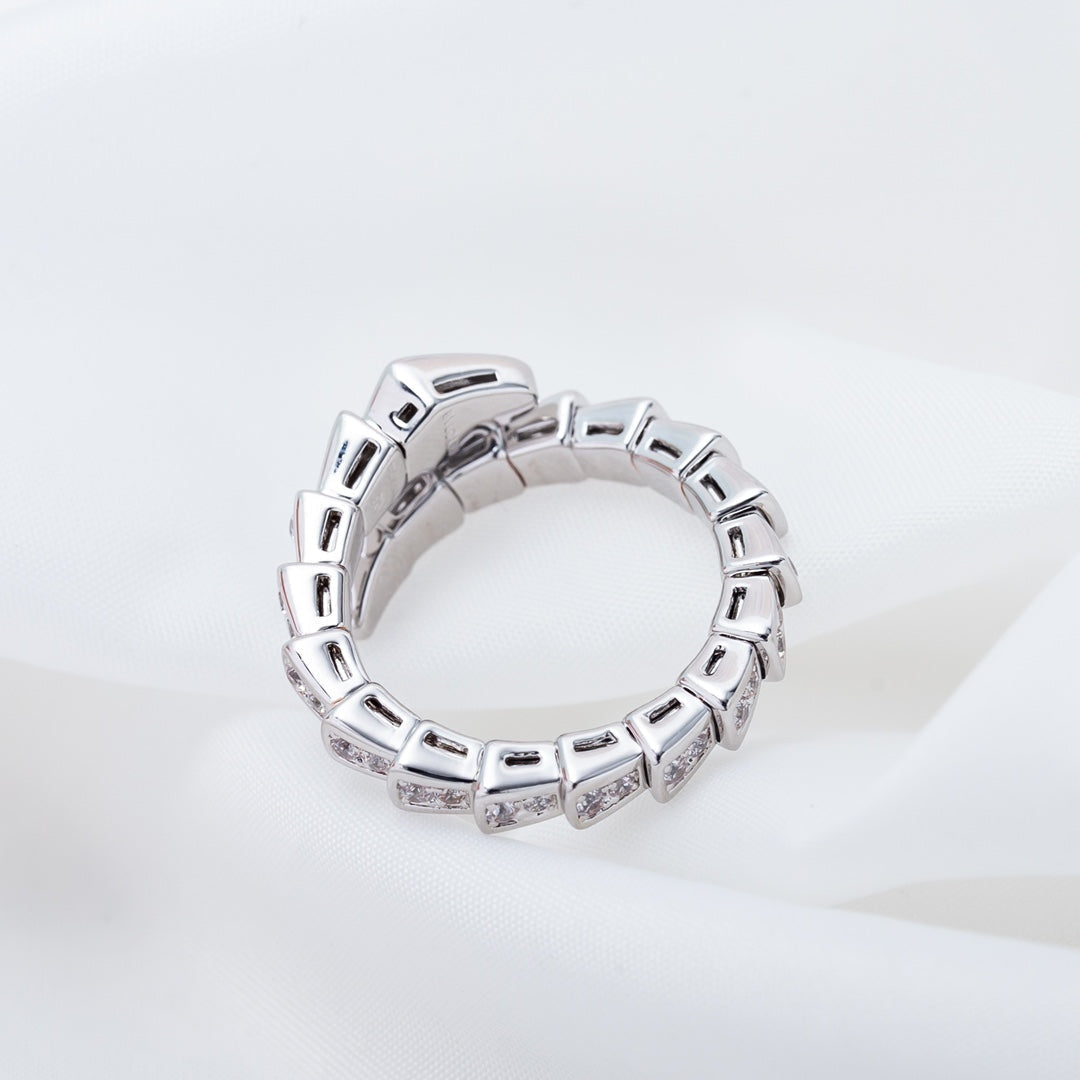 [⭐Shinejoy]SERPENTI RING SILVER DIAMOND PAVED 4MM