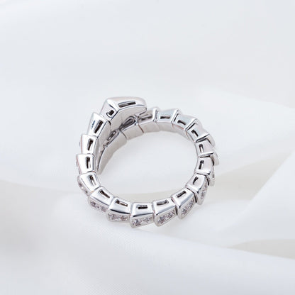 [⭐Shinejoy]SERPENTI RING SILVER DIAMOND PAVED 4MM