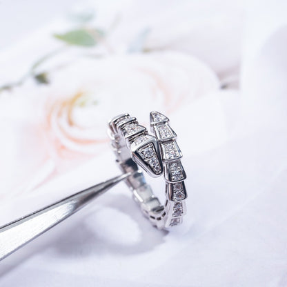 [⭐Shinejoy]SERPENTI RING SILVER DIAMOND PAVED 4MM