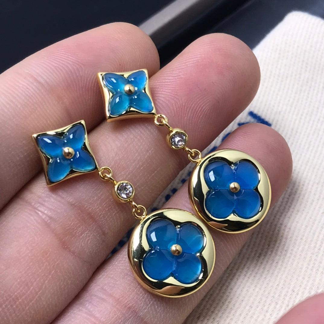 [Shinejoy]STAR AND SUN AGATE DIAMOND EARRINGS