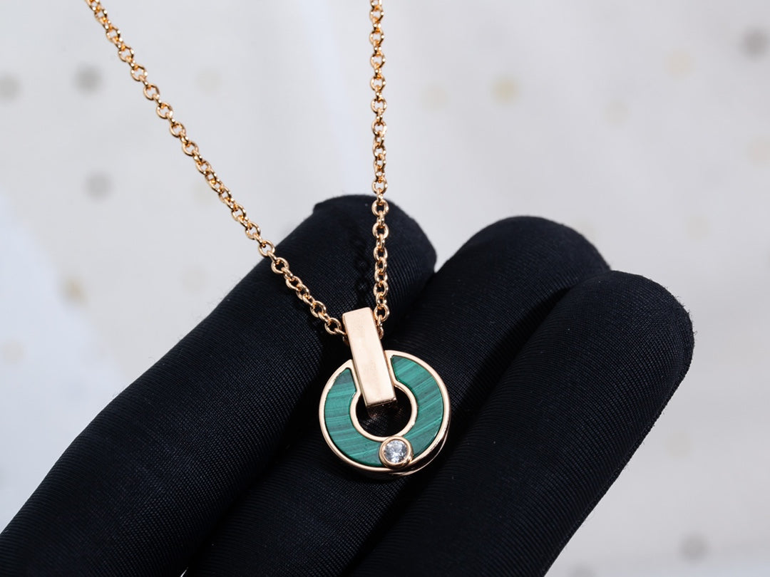 [⭐Shinejoy]GARI NECKLACE PINK GOLD MALACHITE