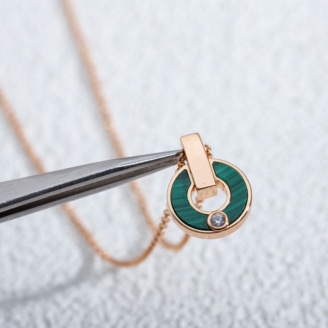 [⭐Shinejoy]GARI NECKLACE PINK GOLD MALACHITE