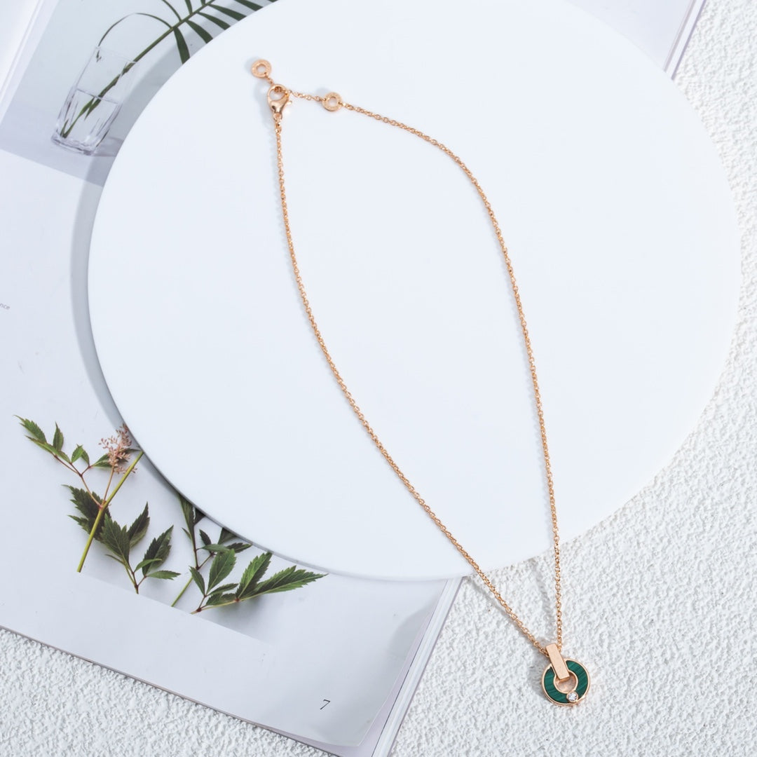 [⭐Shinejoy]GARI NECKLACE PINK GOLD MALACHITE