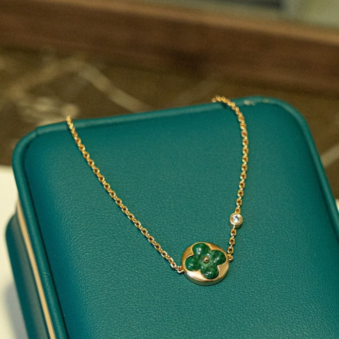 [Shinejoy]SUN MALACHITE 1 DIAMOND PINK GOLD BRACELET
