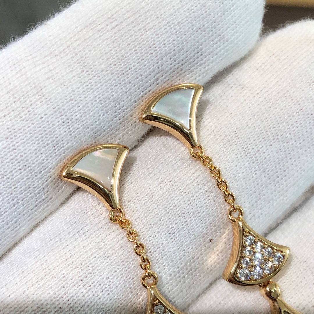 [⭐Shinejoy]DREAM EARRINGS 3 MOTIFS DIAMOND MOP PINK GOLD