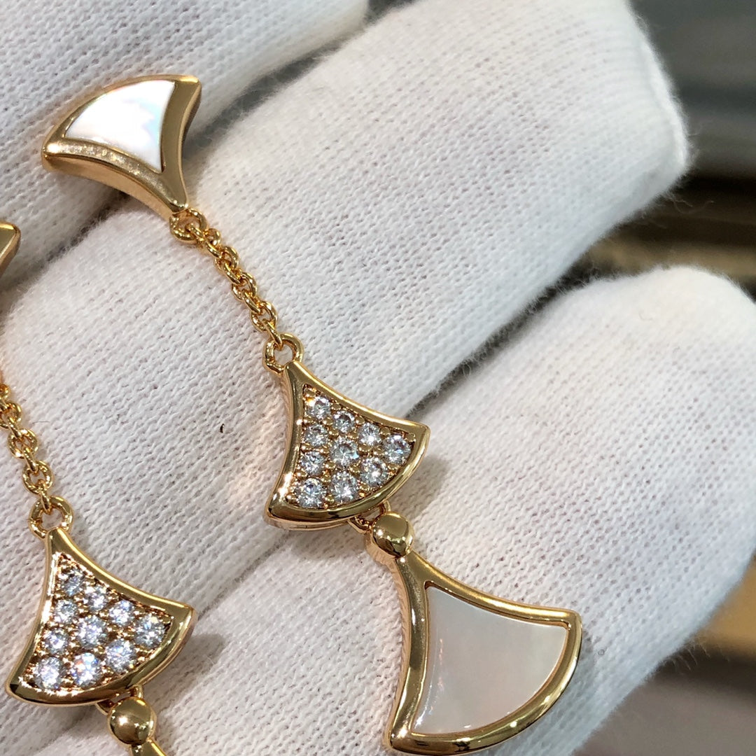 [⭐Shinejoy]DREAM EARRINGS 3 MOTIFS DIAMOND MOP PINK GOLD
