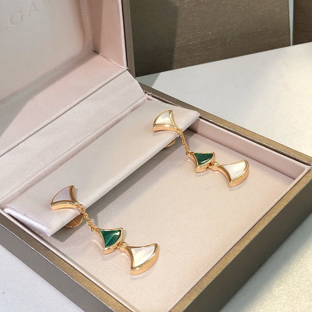 [⭐Shinejoy]DREAM EARRINGS 3 MOTIFS MALACHITE MOP PINK GOLD