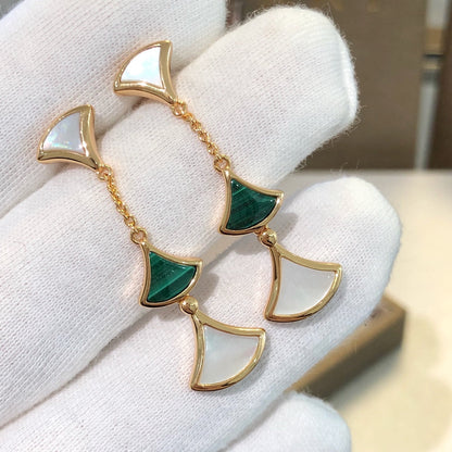 [⭐Shinejoy]DREAM EARRINGS 3 MOTIFS MALACHITE MOP PINK GOLD