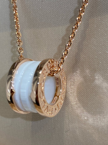 [⭐Shinejoy]ZERO 1 WHITE CERAMIC PINK GOLD NECKLACE