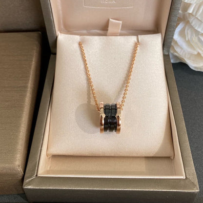 [⭐Shinejoy]ZERO 1 BLACK CERAMIC PINK GOLD NECKLACE