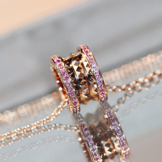 [⭐Shinejoy]ZERO 1 ROCK PINK GOLD PINK DIAMOND NECKLACE