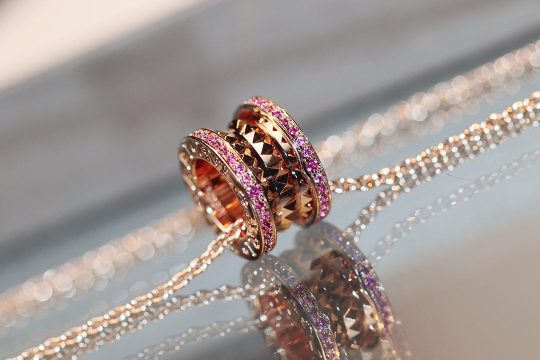 [⭐Shinejoy]ZERO 1 ROCK PINK GOLD PINK DIAMOND NECKLACE