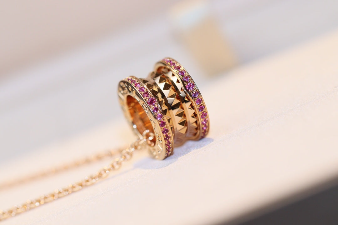 [⭐Shinejoy]ZERO 1 ROCK PINK GOLD PINK DIAMOND NECKLACE