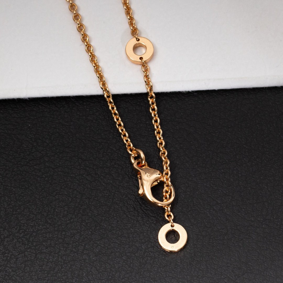 [⭐Shinejoy]ZERO 1 WHITE CERAMIC PINK GOLD DIAMOND NECKLACE