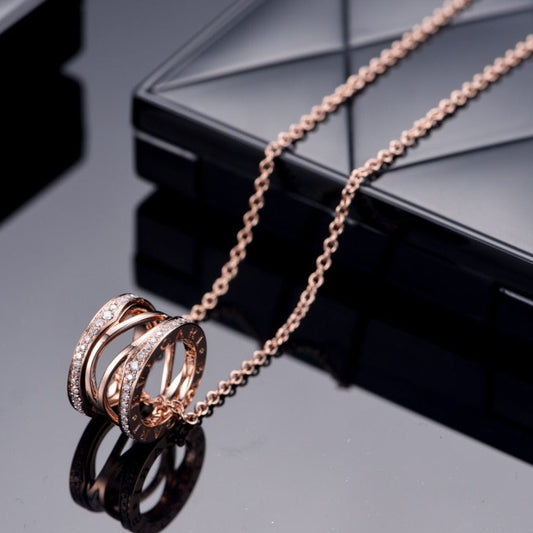 [⭐Shinejoy]ZERO 1 PINK GOLD DIAMOND OPEN NECKLACE