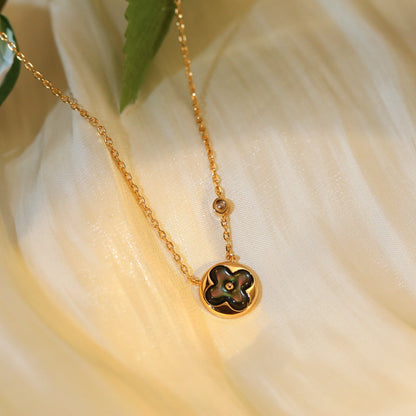 [Shinejoy]SUN PEDANT PINK GOLD 1 DIAMOND NECKLACE